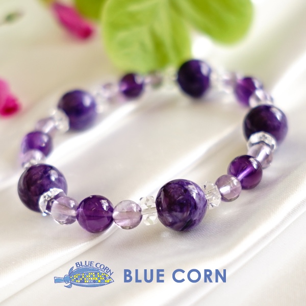 【前へ前へと一歩を踏み出す】チャロアイト＆アメジスト 癒しのブレスレット 天然石