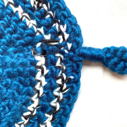 手編み鍋敷き　紺色 5枚目の画像