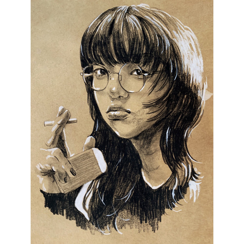 セピアカラーの似顔絵イラスト イラスト ぽんす 通販 10547841｜Creema