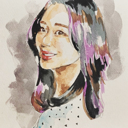 水彩画　アート　ポスター　似顔絵 ♬オーダーメイド・はがきor2Lサイズ♬似顔絵♬水彩画♬原画のみ