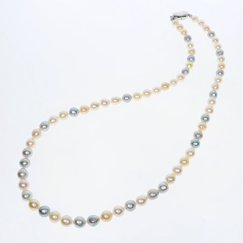 アコヤ真珠 マルチカラー セミバロック ネックレス 6mm Silver