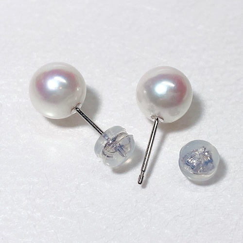 【美品】あこや真珠　バロックパールピアス　アッシュペーフランス アコヤ真珠 バロックパールピアス 7.5-8mm ホワイト ドロップ