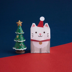 動物のギフト包装紙バッグ - グレーの猫（Sサイズ） 6枚目の画像