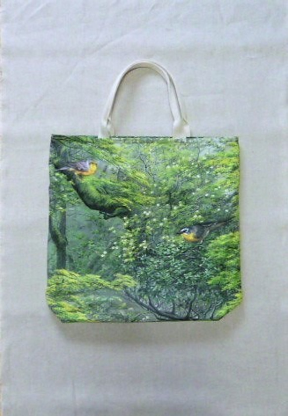 リアル野鳥プリントのトートバッグ 2枚目の画像