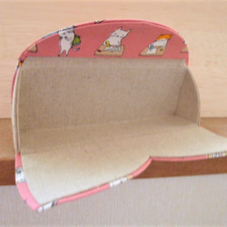 【受注制作】メガネケース（130-2）猫ちゃん勉強中（ピンク）×リネン 3枚目の画像