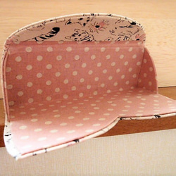 【受注制作】メガネケース（172）ふわふわ猫ちゃんと花×ピンクドット 3枚目の画像