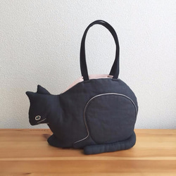 『 ko-bako 』 香箱座りの猫鞄　／　チャコール 1枚目の画像
