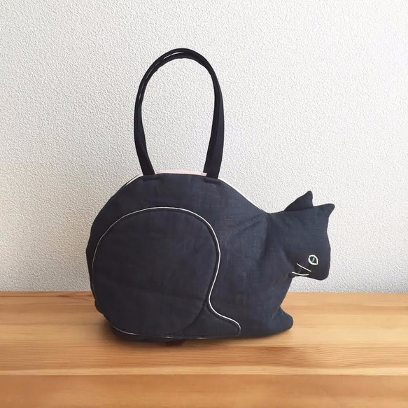 『 ko-bako 』 香箱座りの猫鞄　／　チャコール 2枚目の画像