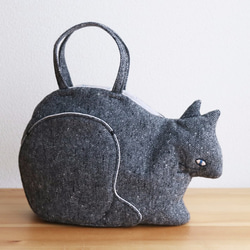 『 ko-bako / gray 』 香箱座りの猫鞄 2枚目の画像