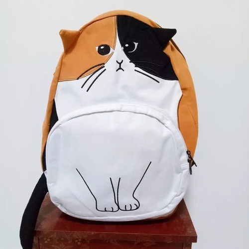 大容量 可愛い猫リュックサックキャンバス素材 3タイプ 大きめ