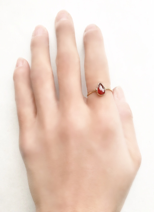 一点もの k18 Garnet Tear リング/ 受注制作 指輪・リング H 