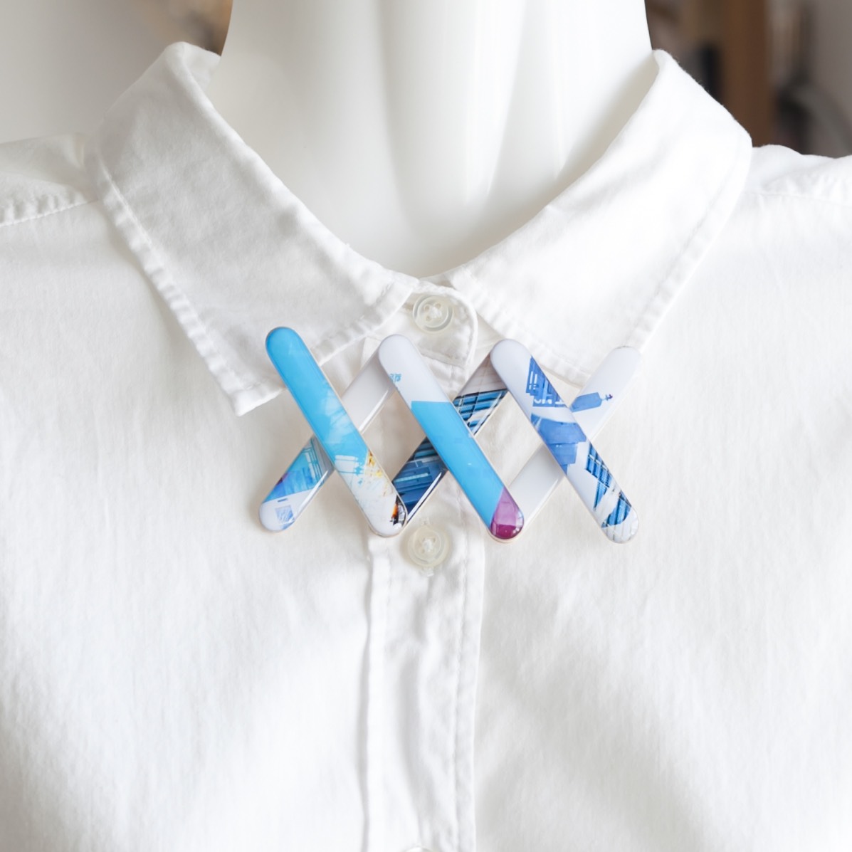 combined 3X brooch(blue)