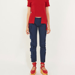 【90%セール】ブロックTシャツ【red/M】 2枚目の画像