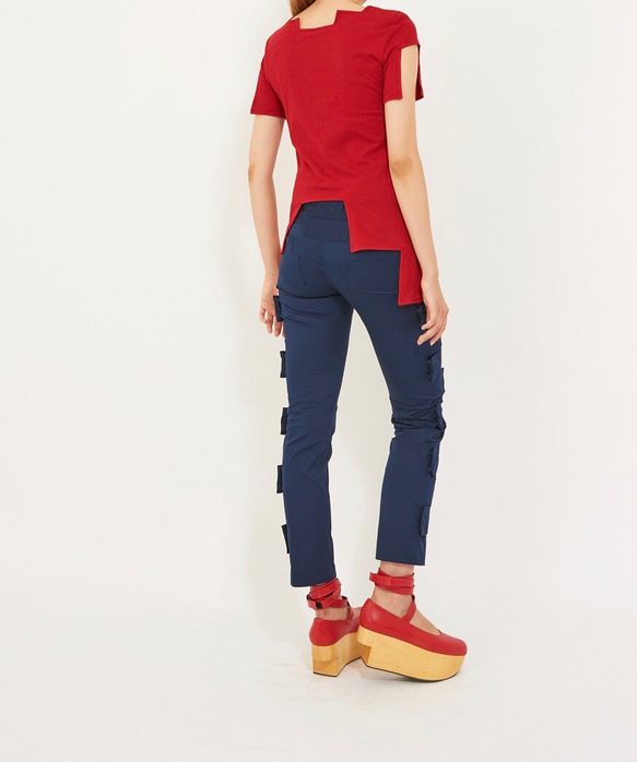 【90%セール】ブロックTシャツ【red/M】 3枚目の画像
