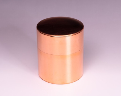 日本製 銅製手作りキャニスター[コーヒー缶型 200g]（銅製中蓋付