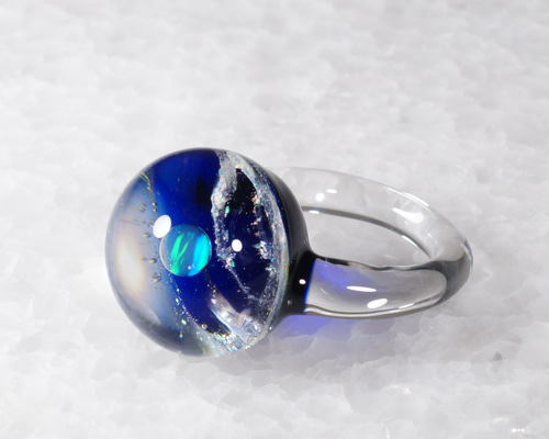 ガラスの小宇宙 クリスタルオパール リング No.1730CC 【Yasuda Glass