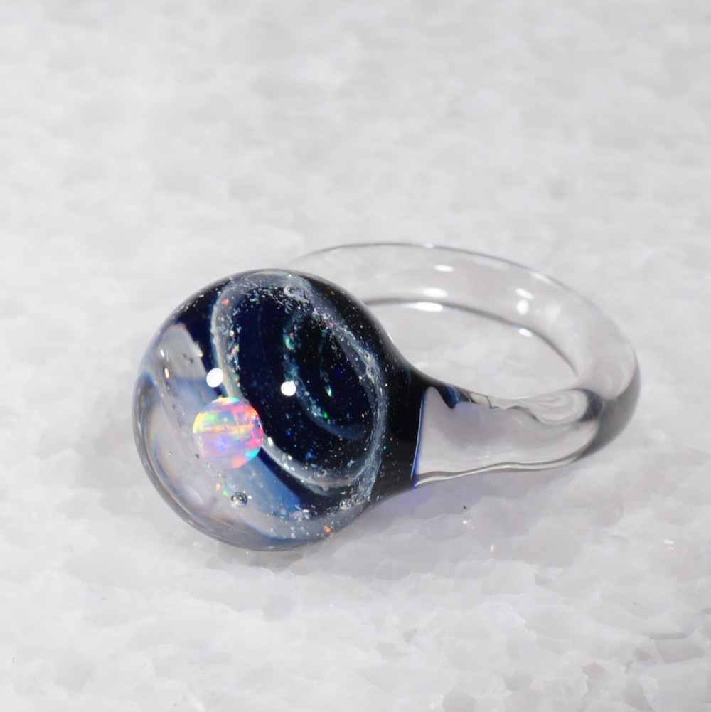 ガラスの小宇宙　ピンクオパール リング　No.1737PC　【Yasuda Glass】