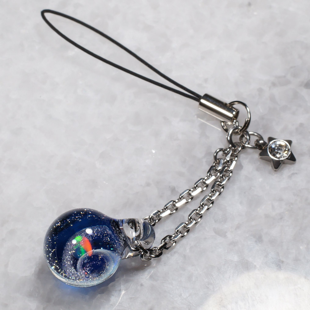 ガラスの小宇宙 レインボーオパール ストラップ Yasuda Glass；No