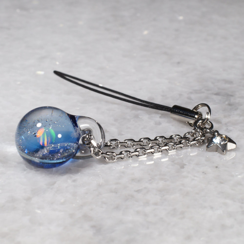 ガラスの小宇宙 レインボーオパール ストラップ Yasuda Glass；No