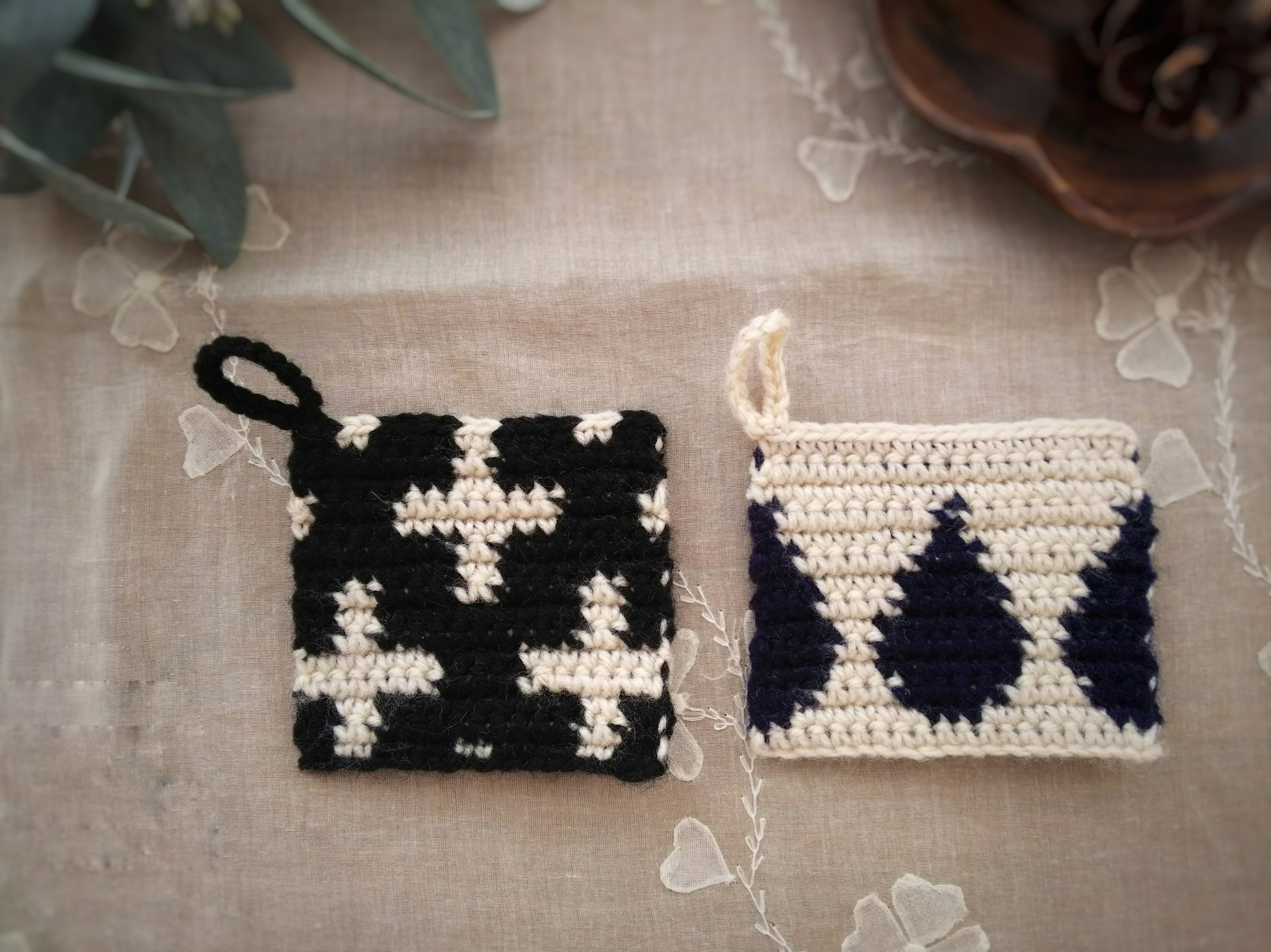 オーダー受付☆クロス柄アクリルエコたわし