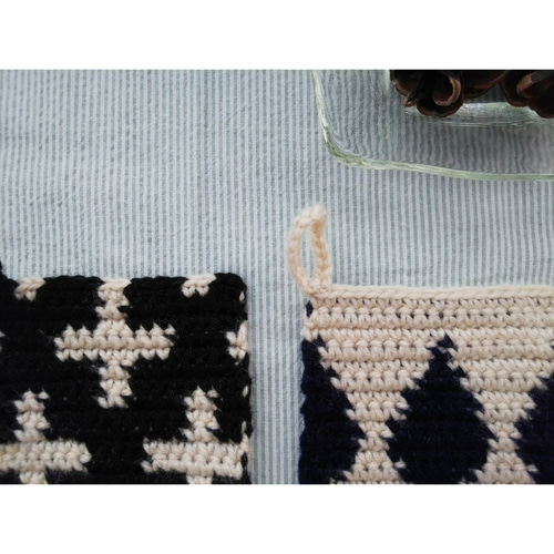 北欧 クロス柄 しずく柄 エコたわし アクリルたわし 2枚セット その他