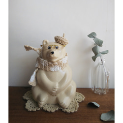 森のどんぐりとしろくま貯金箱＊どんぐりポシェットと帽子【ポーラベア】 しろくま貯金箱》北海道の森の宝物＊どんぐりポシェット&ぼうし