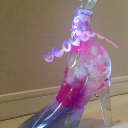 ポイント有り ハーバリウム フラワー プレゼント ギフト グレー ピンク 靴 シンデレラ ガラス 2枚目の画像