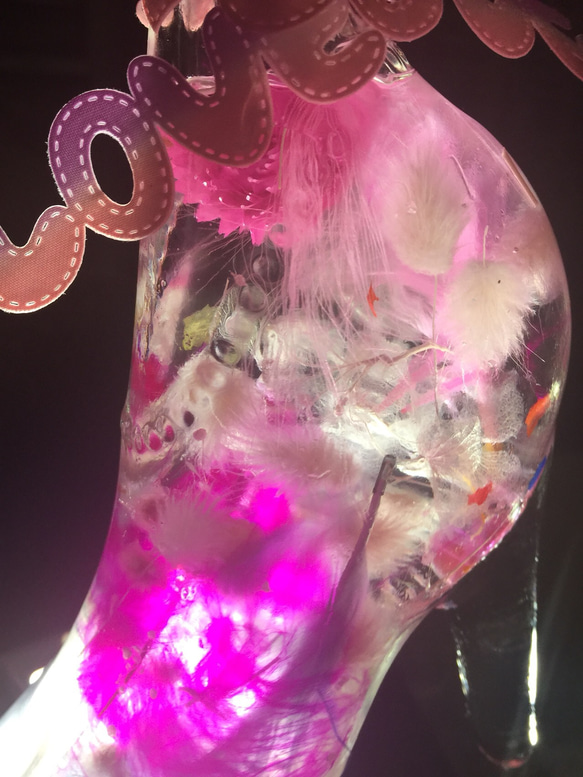 ポイント有り ハーバリウム フラワー プレゼント ギフト グレー ピンク 靴 シンデレラ ガラス 5枚目の画像