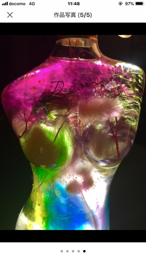 ハーバリウム  フラワー インテリマネキン カラフル マルチカラー プレゼント ギフト 誕生日 人形 花瓶 カラフル 5枚目の画像
