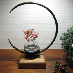 月のアイアンキャンドルホルダー☆ＬＥＤライト＆ガラス花瓶付き☆Creema限定 3枚目の画像