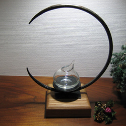 月のアイアンキャンドルホルダー☆ＬＥＤライト＆ガラス花瓶付き☆Creema限定 4枚目の画像