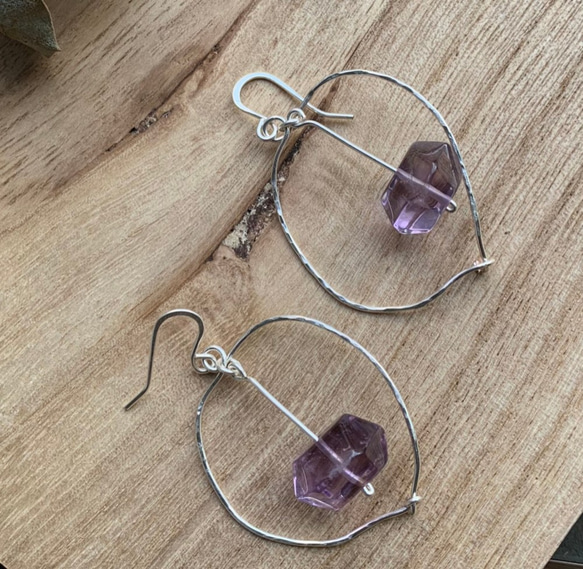 紫水晶/不規則造型耳環 第2張的照片