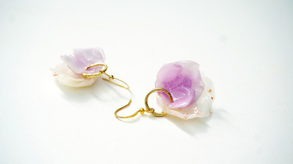 <玫瑰> 秋冬紫色玫瑰耳環 第8張的照片