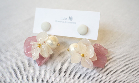 <日本棉珍珠系列>  造型後束耳環 第1張的照片