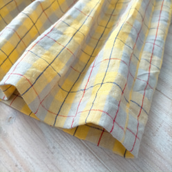 【受注製作】リネン100%スカート チェック柄が可愛い黄色のスカート 5枚目の画像