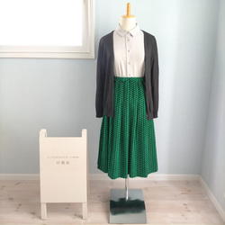 秋冬♪ほっこりレトロなコーデュロイスカート グリーン Sサイズ 4枚目の画像