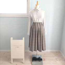 【受注製作】秋冬♪エンジのチェックがかわいいレトロクラシカルなスカート 2枚目の画像