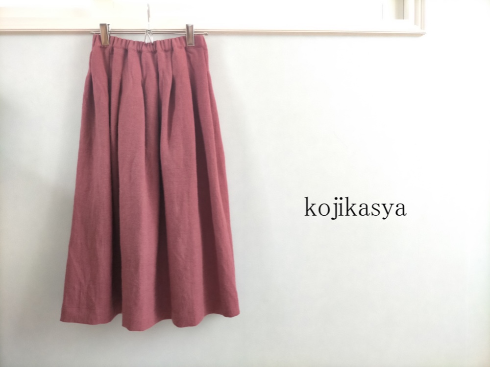 【受注製作】秋冬リネン。リネンウールのあったかスカート ピンク