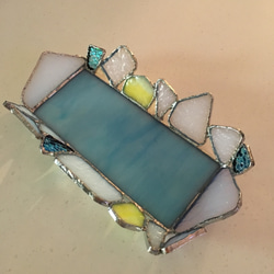彩繪玻璃藍色托盤玻璃海灣視圖 第2張的照片