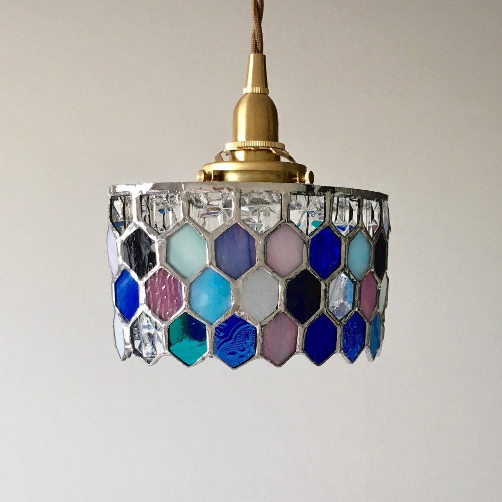 『Jewel night』ペンダント灯:ブルーグラデーション ガラス ベイビュー