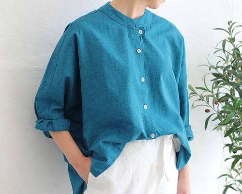 ARTS&SCIENCE 現行タグ リネン ポケット ハーフボタン ブラウス ARTS&SCIENCE 現行タグ リネン ポケット ハーフボタン ブラウス