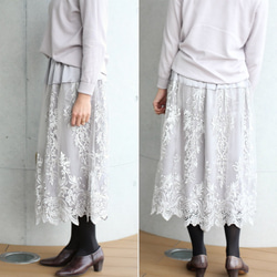 刺繍チュールレーススカート【シルバーグレー】 4枚目の画像