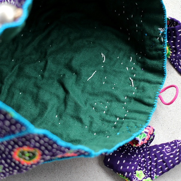 『Creema限定夏の福袋2019』刺し子のトートバッグとインディゴストール、シルバーブレスレット3点セット濃いめ紫 7枚目の画像