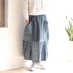 SALE＊インディゴストライププリントスカート 4枚目の画像