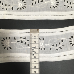 幅6.5cm×28cm×2枚 アメリカン ヴィンテージ  刺繍レース 白 3枚目の画像