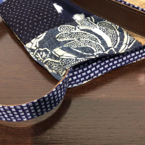 古布酒袋×型染 ショルダーバッグ ハンドメイド 時代物