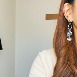 silver×navy simple / pierce earring 4枚目の画像