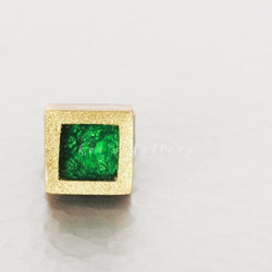 海底細沙意象正方形 項鍊or戒指　寶石綠M 第1張的照片