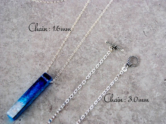 【最終1点】Silver925　青い結晶　バーペンダント。縦型 5枚目の画像