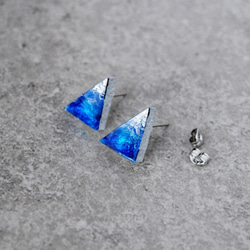 [附加產品]銀色藍色水晶小沉沒耳環（外科不銹鋼柱或無孔耳環） 第2張的照片